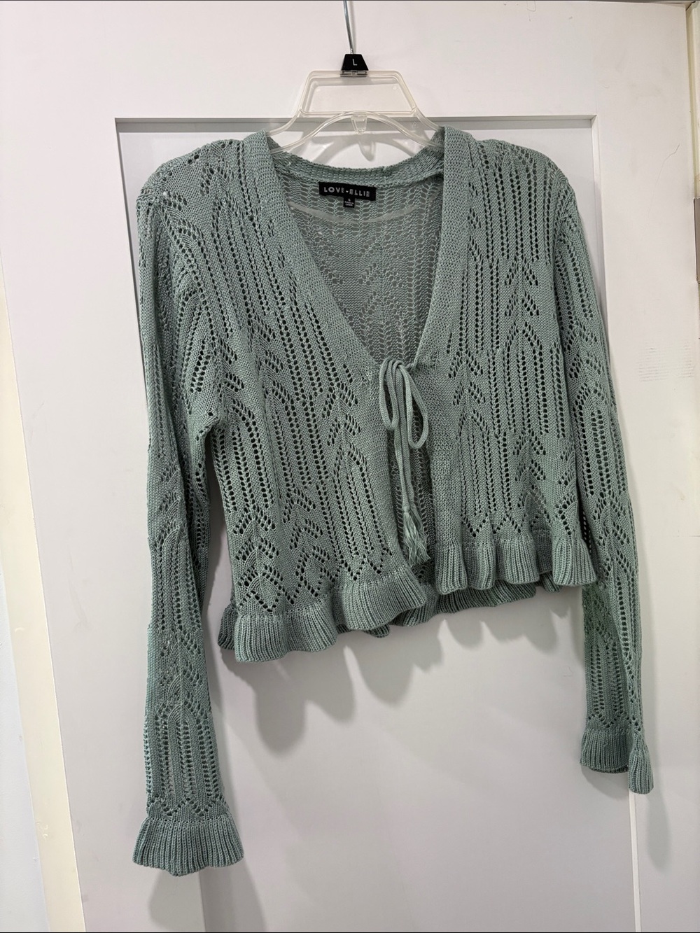 Sage Knit Tie-Front Cardigan Sweater